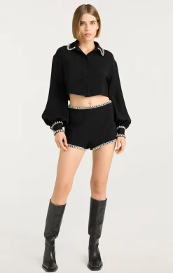 Cinq à Sept Cropped Juneve Top Black Discount