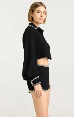 Cinq à Sept Cropped Juneve Top Black Discount