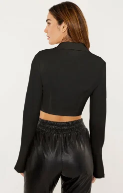 Cinq à Sept Cropped Mckenna Top Black Hot