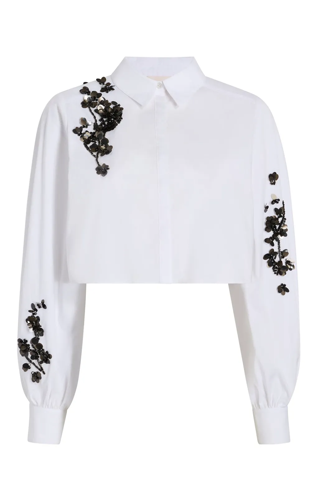 Cinq à Sept Cropped Selina Top SequinFlowerWhite/Black Clearance