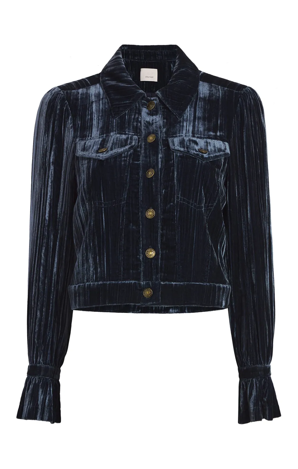 Cinq à Sept Crushed Velvet Dillon Jacket PeacockBlue Sale