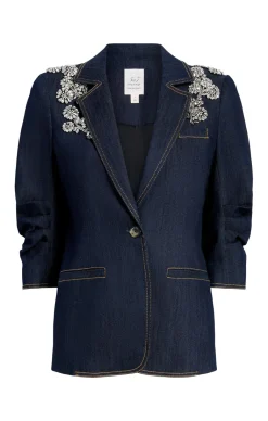 Cinq à Sept Crystal Chrysanthemum Khloe Blazer Indigo
