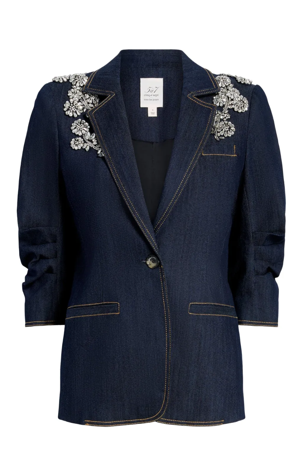Cinq à Sept Crystal Chrysanthemum Khloe Blazer Indigo