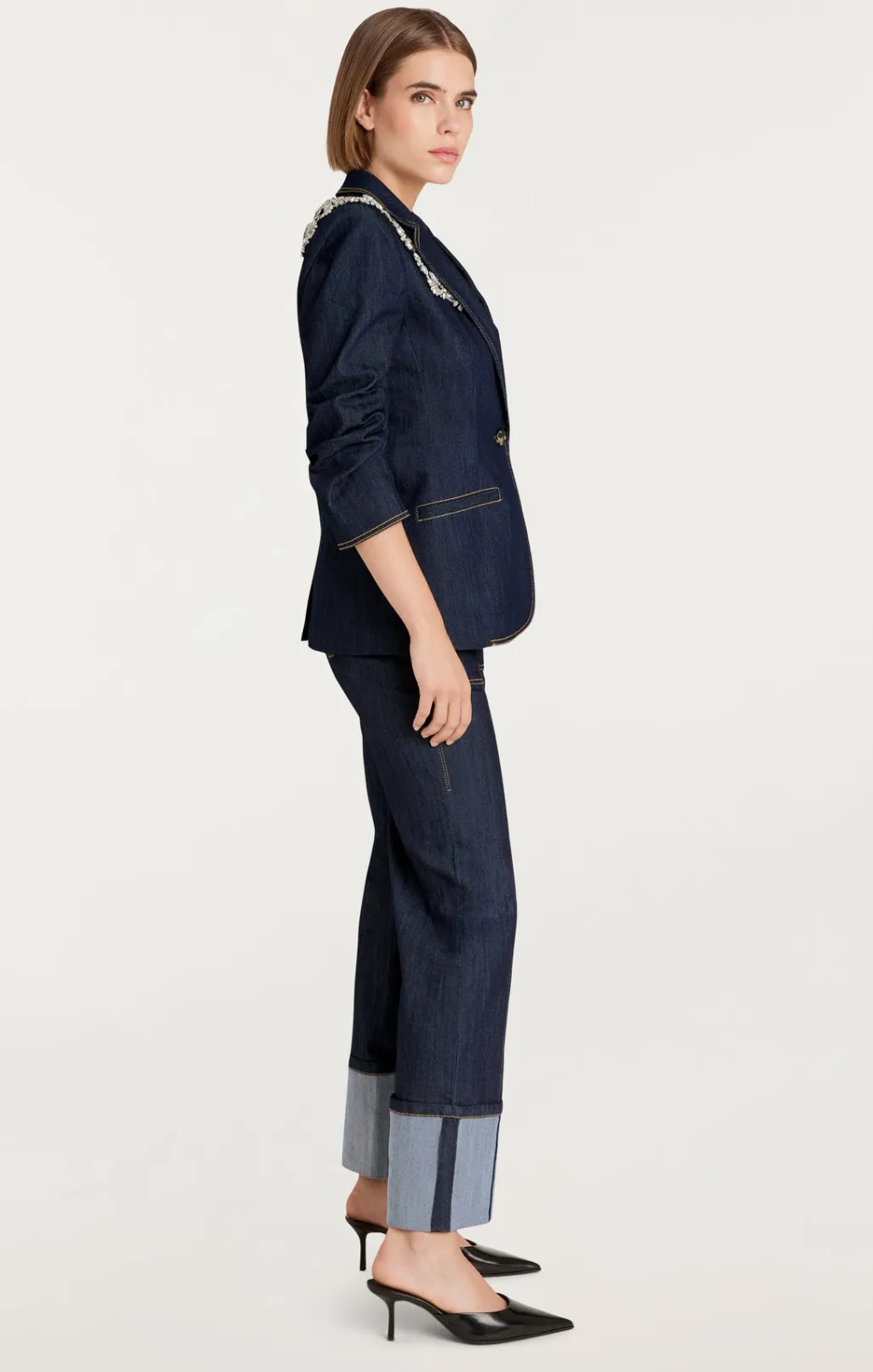 Cinq à Sept Crystal Chrysanthemum Khloe Blazer Indigo