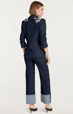 Cinq à Sept Crystal Chrysanthemum Khloe Blazer Indigo