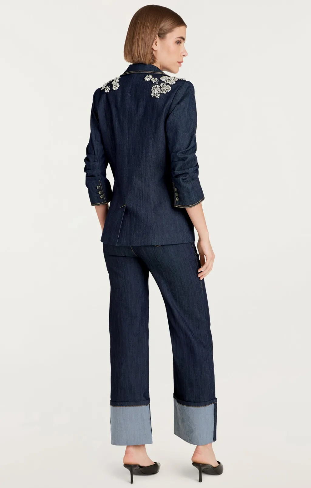 Cinq à Sept Crystal Chrysanthemum Khloe Blazer Indigo