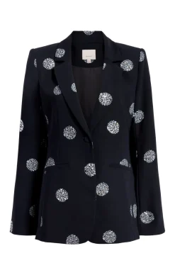Cinq à Sept Crystal Dot Karlie Blazer Black/Silver New