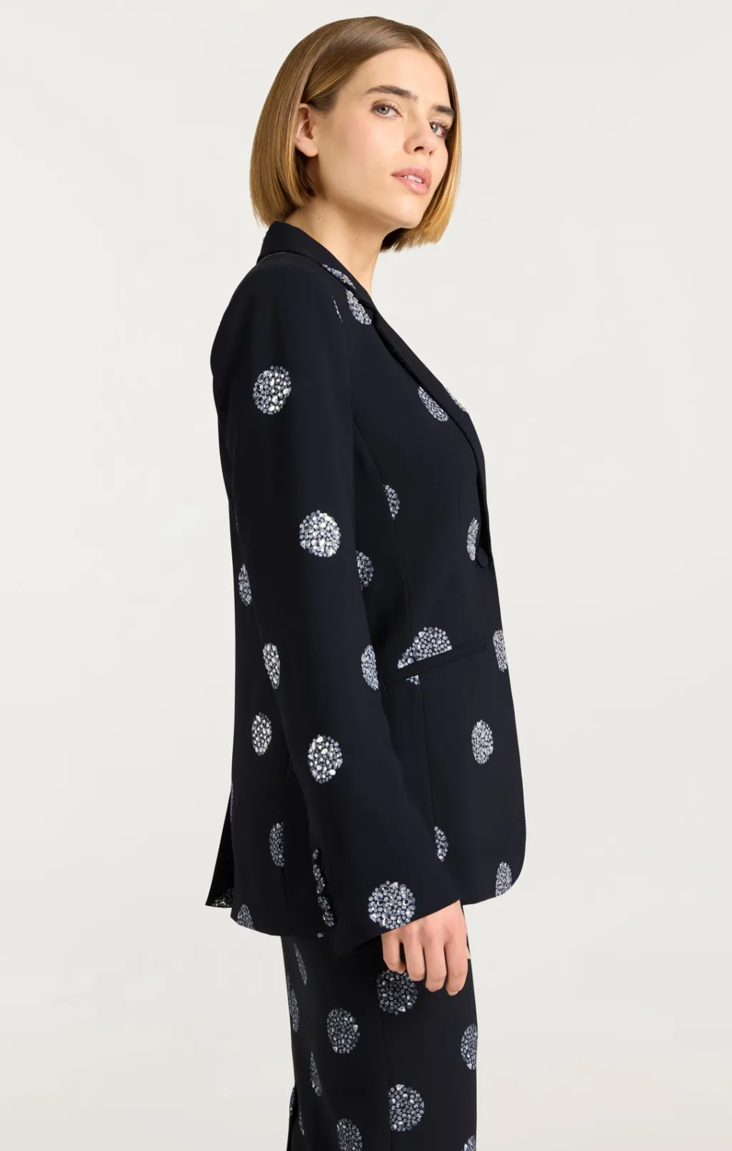 Cinq à Sept Crystal Dot Karlie Blazer Black/Silver New