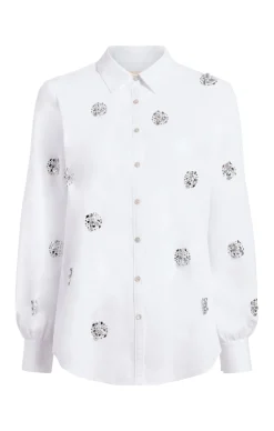 Cinq à Sept Crystal Dot Tianna Top White