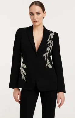 Cinq à Sept Crystal Floral Embellished Cheyenne Blazer Black Best