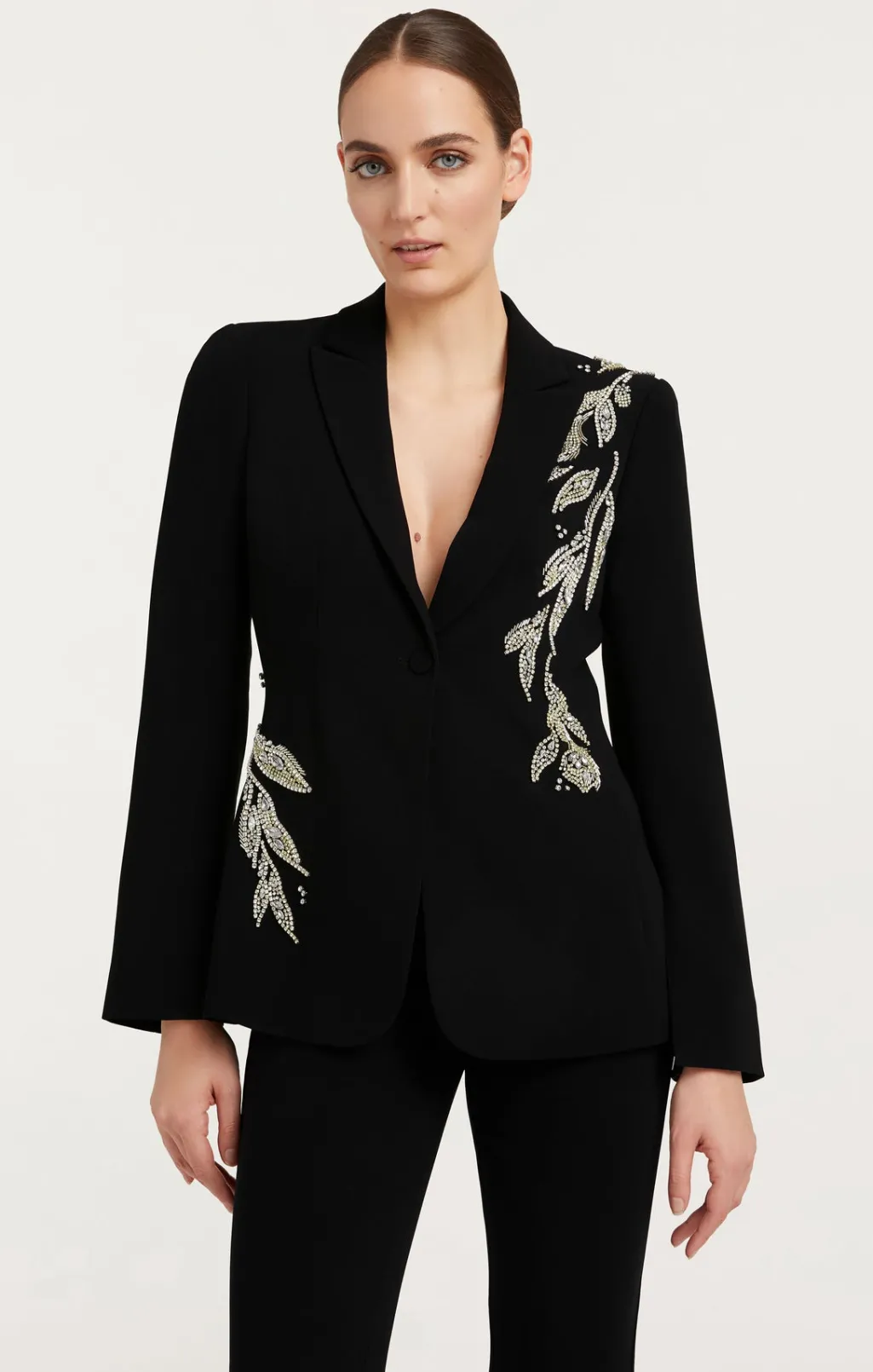 Cinq à Sept Crystal Floral Embellished Cheyenne Blazer Black Best