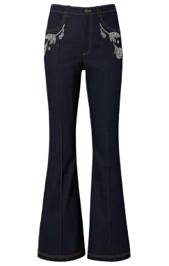 Cinq à Sept Crystal Floral Haylie Pant Indigo Sale