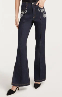 Cinq à Sept Crystal Floral Haylie Pant Indigo Sale