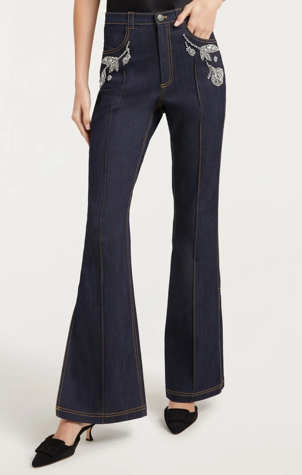 Cinq à Sept Crystal Floral Haylie Pant Indigo Sale