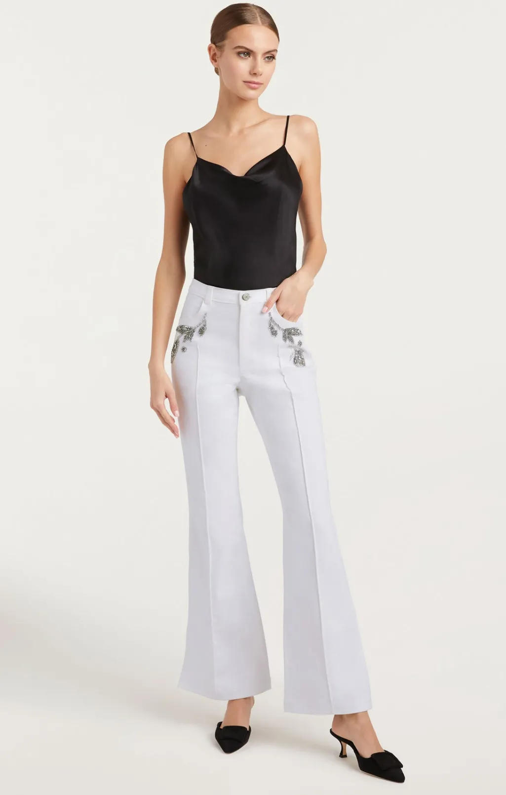 Cinq à Sept Crystal Floral Haylie Pant White New