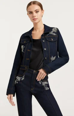 Cinq à Sept Crystal Floral Regina Jacket Indigo Online
