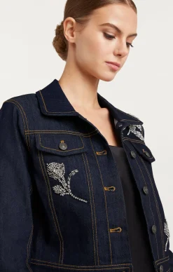 Cinq à Sept Crystal Floral Regina Jacket Indigo Online