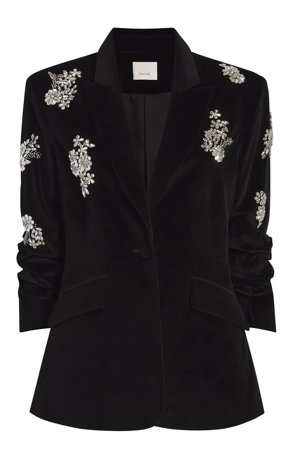 Cinq à Sept Crystal Ivy Chenille Scrunched Cheyenne Blazer Black Sale