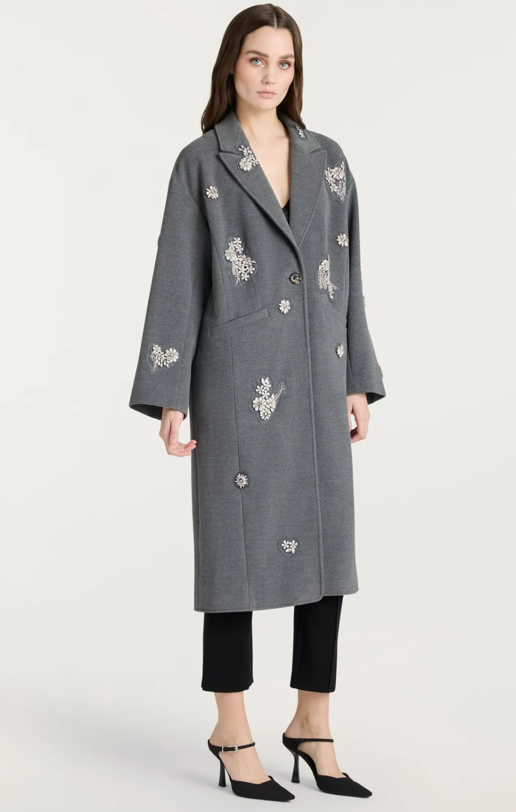 Cinq à Sept Crystal Ivy Gravis Coat HeatherGrey Hot