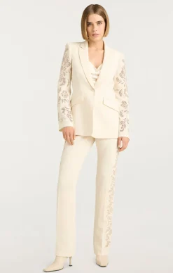 Cinq à Sept Cutout Paisley Embellished Kerry Pant Gardenia Online