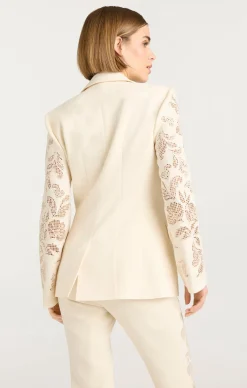 Cinq à Sept Cutout Paisley Embellished Cheyenne Blazer Gardenia New