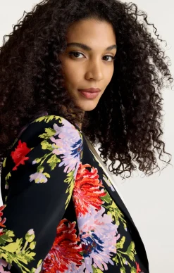 Cinq à Sept Dark Chrysanthemum Scrunched Cheyenne Blazer BlackMulti Clearance