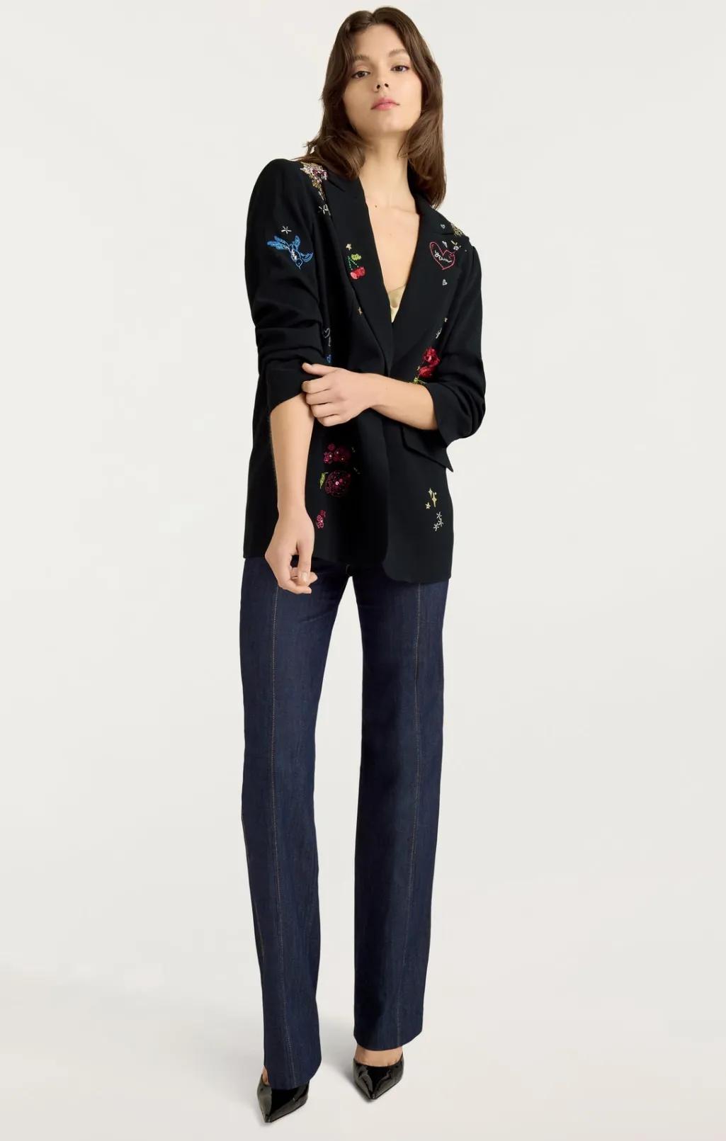 Cinq à Sept Daydream Doodles Embellished Kelsa Blazer BlackMulti Clearance