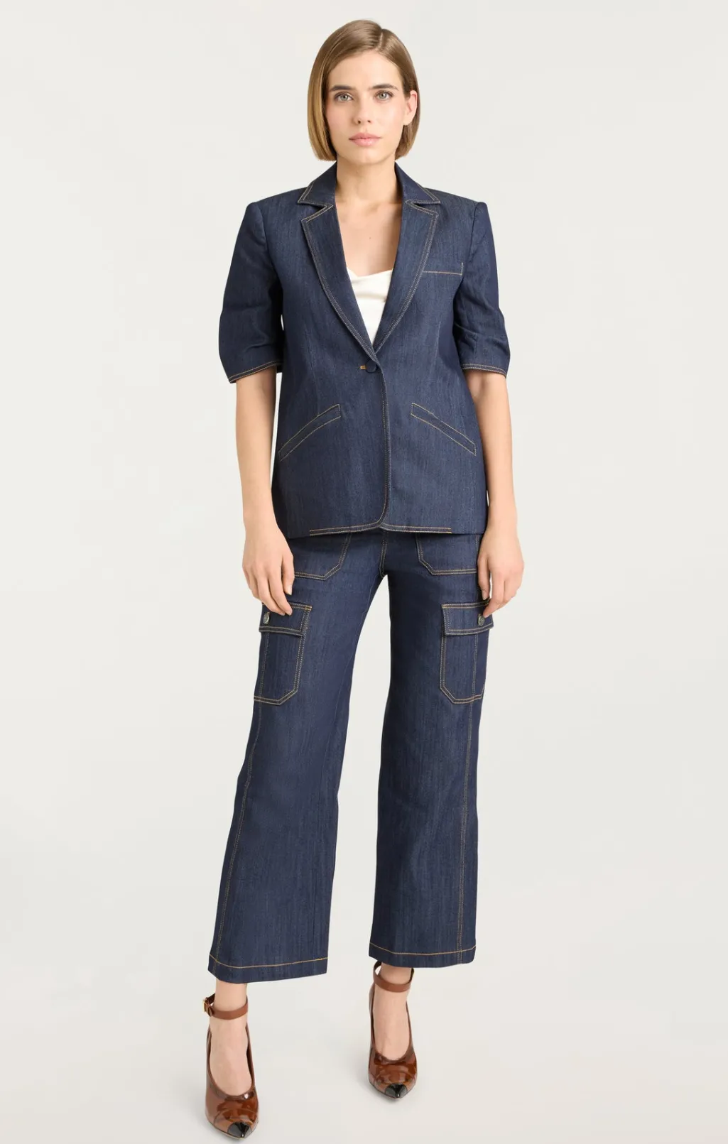 Cinq à Sept Denim Short Sleeve Khloe Blazer Indigo Online