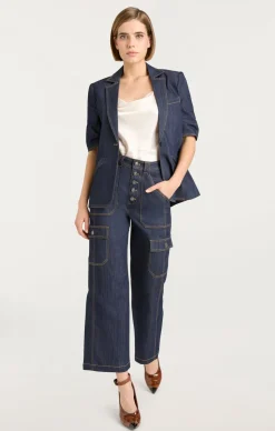 Cinq à Sept Denim Short Sleeve Khloe Blazer Indigo Online