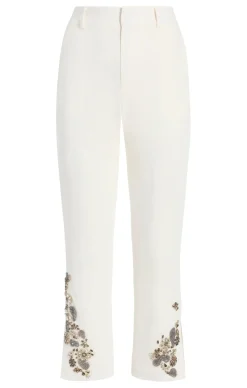 Cinq à Sept Diamond Daisies Cropped Kerry Pant Ivory/Smoke Sale
