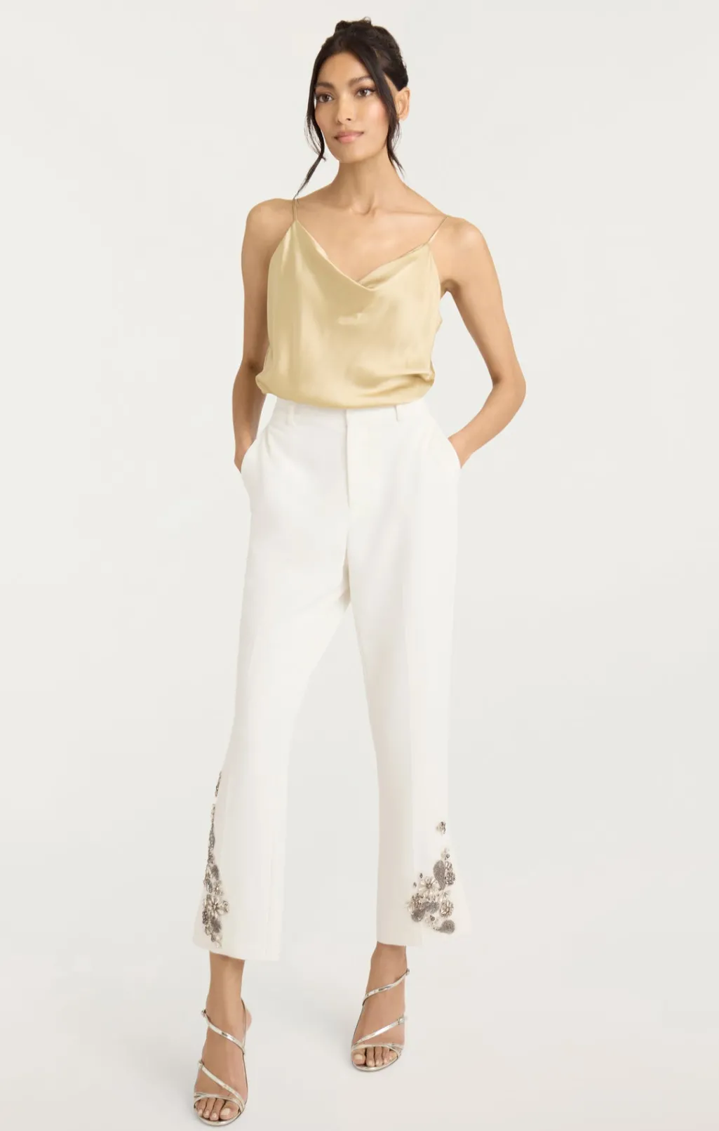 Cinq à Sept Diamond Daisies Cropped Kerry Pant Ivory/Smoke Sale