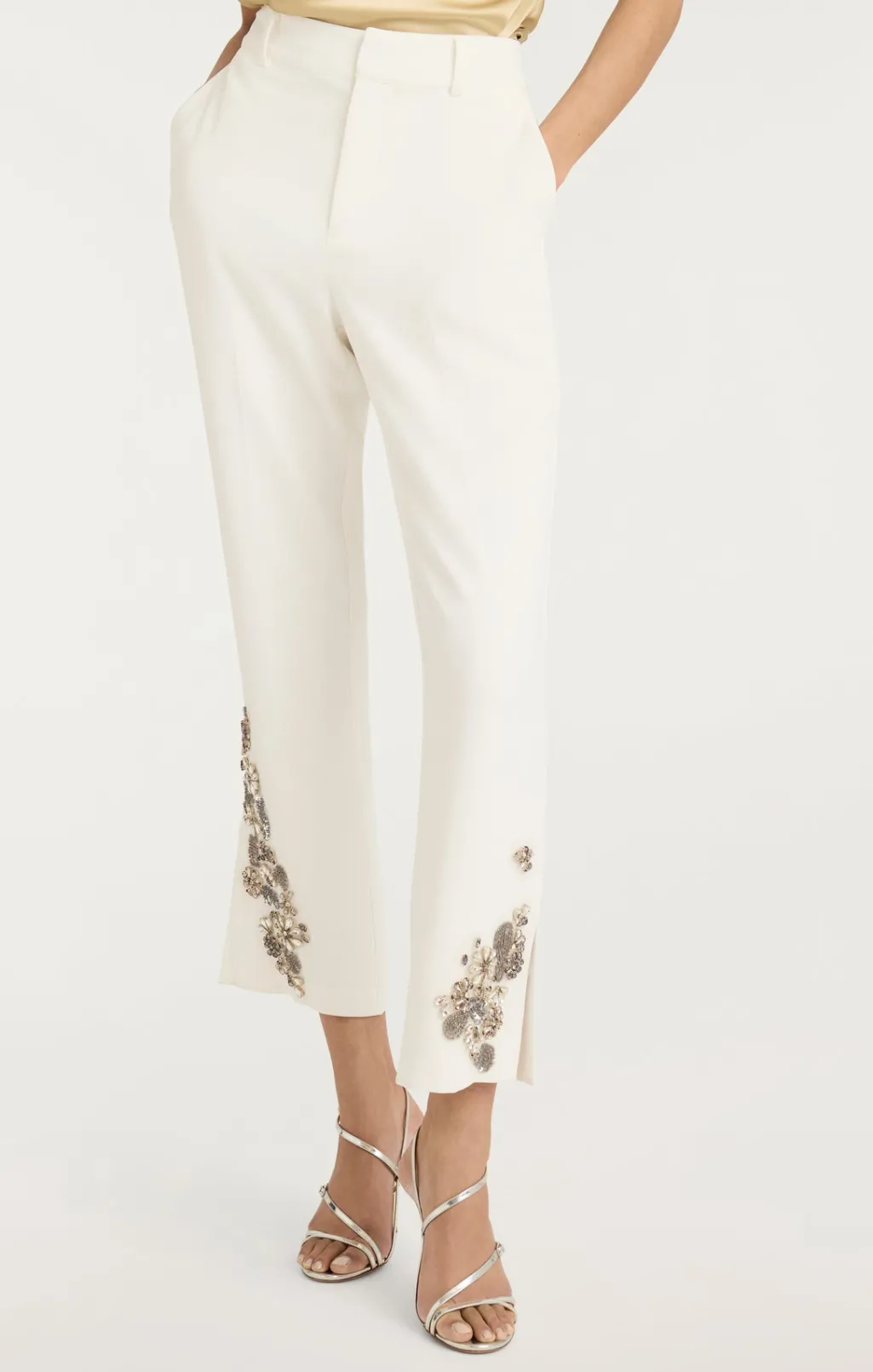 Cinq à Sept Diamond Daisies Cropped Kerry Pant Ivory/Smoke Sale
