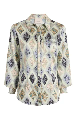 Cinq à Sept Diamond Sea Blanche Top CeladonMulti Discount