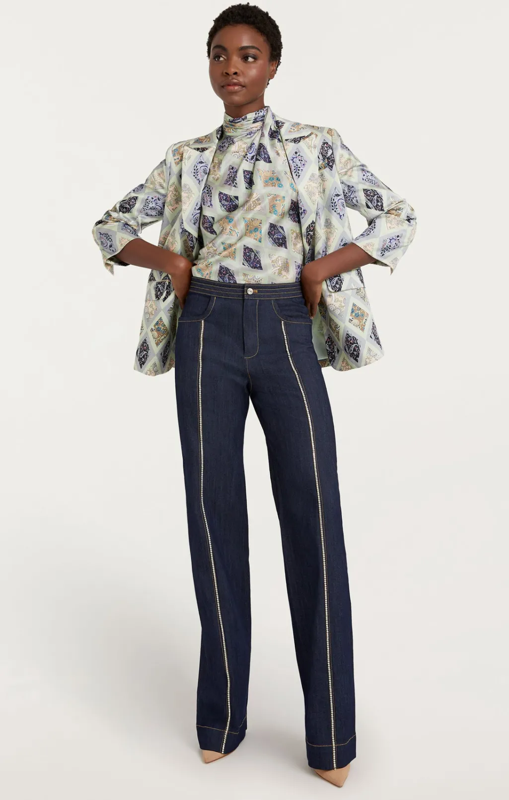 Cinq à Sept Diamond Sea Kylie Blazer CeladonMulti Sale