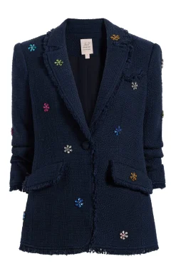 Cinq à Sept Ditsy Floral Boucle Khloe Blazer Navy Discount