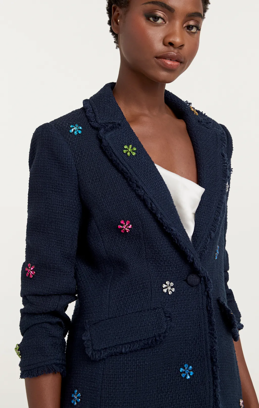 Cinq à Sept Ditsy Floral Boucle Khloe Blazer Navy Discount