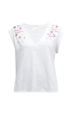 Cinq à Sept Ditsy Floral Vneck Bella Tee WhiteMulti Discount