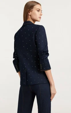 Cinq à Sept Ditsy Rhinestone Khloe Blazer Indigo Clearance