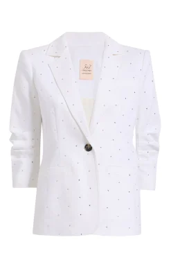 Cinq à Sept Ditsy Rhinestone Khloe Blazer White New