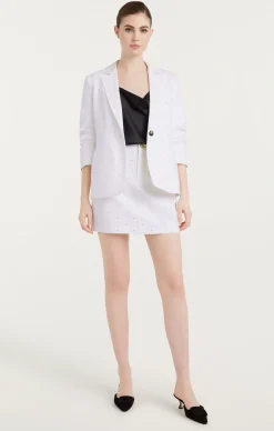 Cinq à Sept Ditsy Rhinestone Khloe Blazer White New