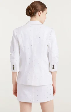 Cinq à Sept Ditsy Rhinestone Khloe Blazer White New