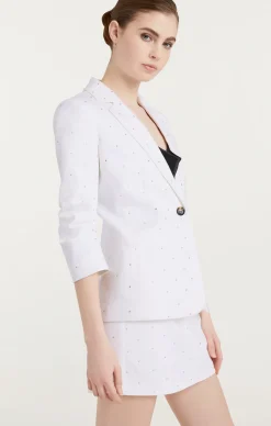 Cinq à Sept Ditsy Rhinestone Khloe Blazer White New