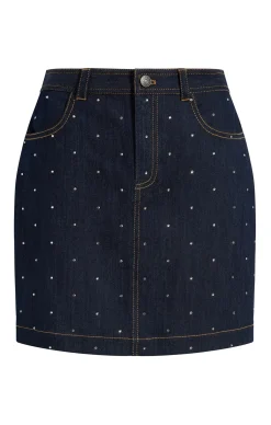 Cinq à Sept Ditsy Rhinestone Lynette Skirt Indigo Best