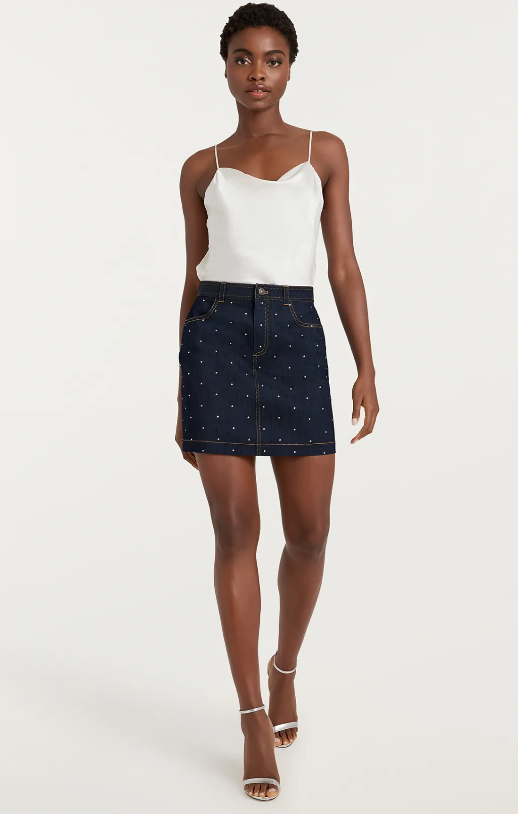 Cinq à Sept Ditsy Rhinestone Lynette Skirt Indigo Best