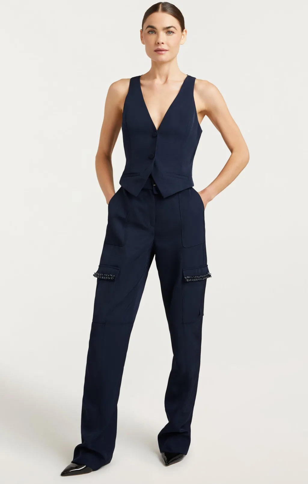 Cinq à Sept Embellished Ellery Top Navy/white Discount