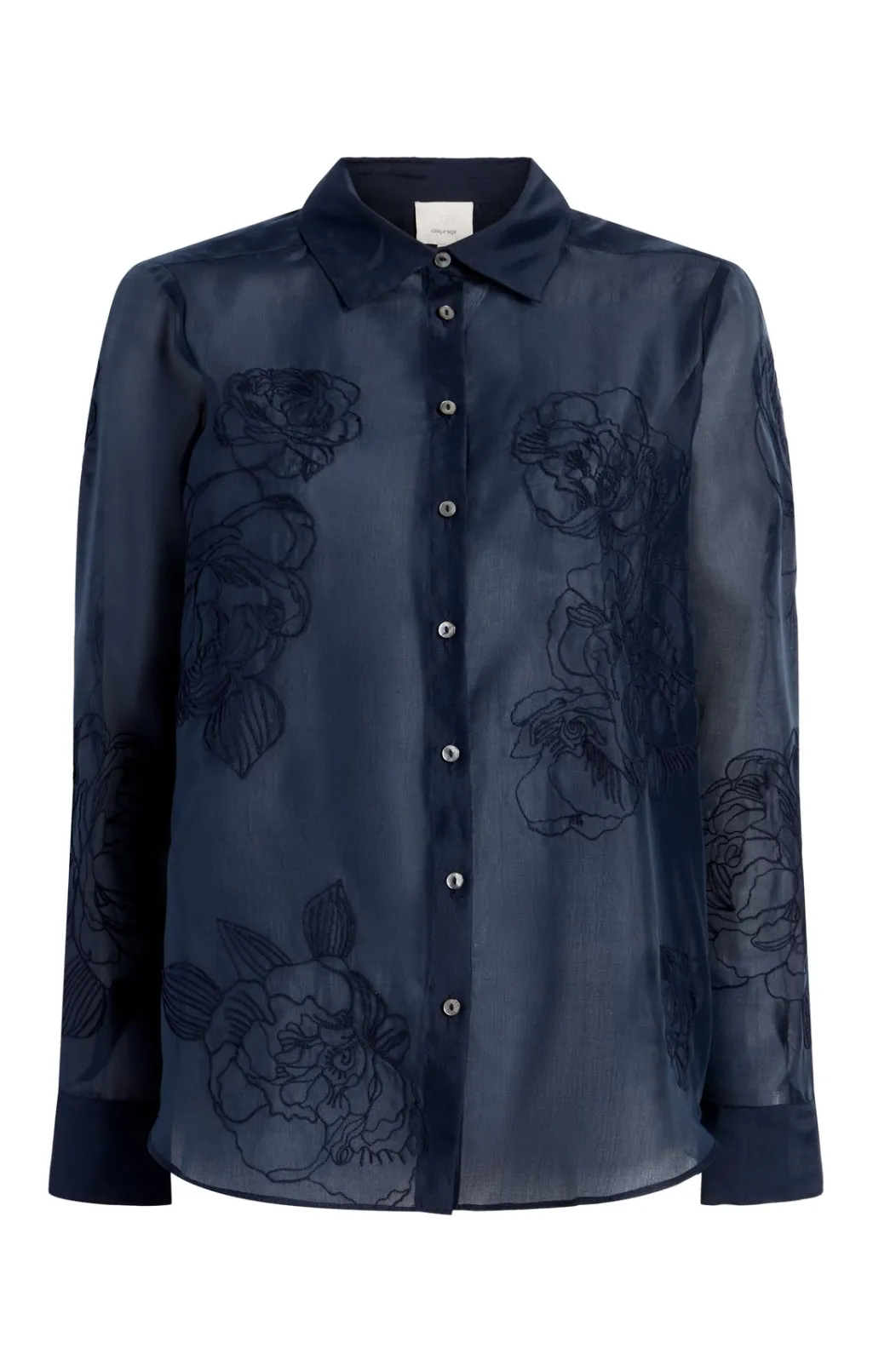 Cinq à Sept Embroidered Organza Luna Top Navy Discount