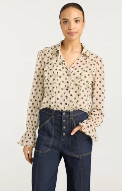 Cinq à Sept Estelle Top PolkaDotGardenia/Black Best