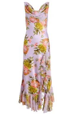 Cinq à Sept Faded Chrysanthemum Raya Dress LilacMulti New