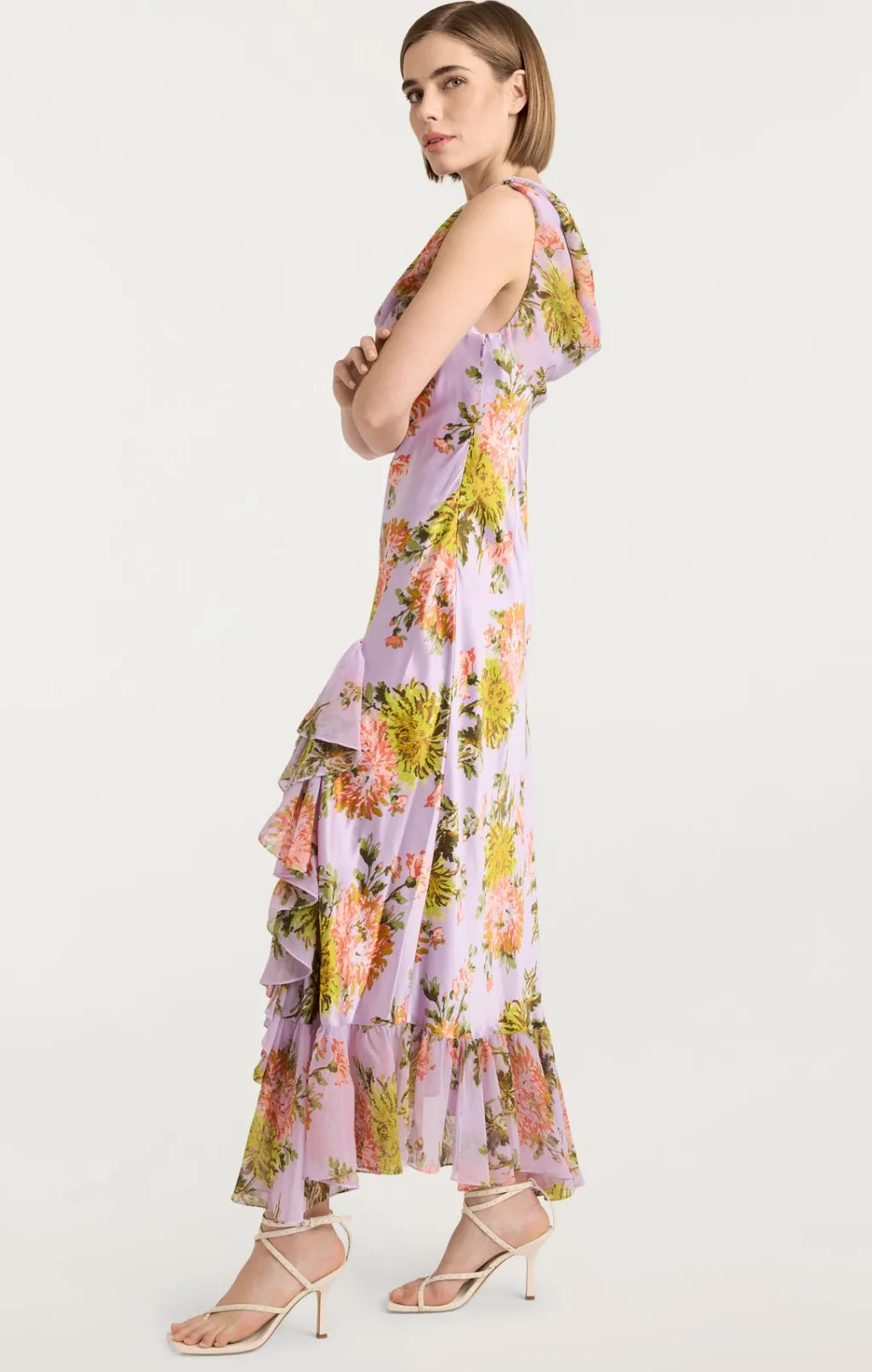 Cinq à Sept Faded Chrysanthemum Raya Dress LilacMulti New
