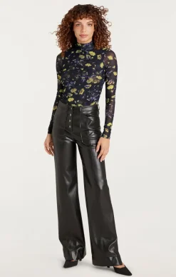 Cinq à Sept Falling Poppies Shirred Mesh Turtleneck BlackMulti Online